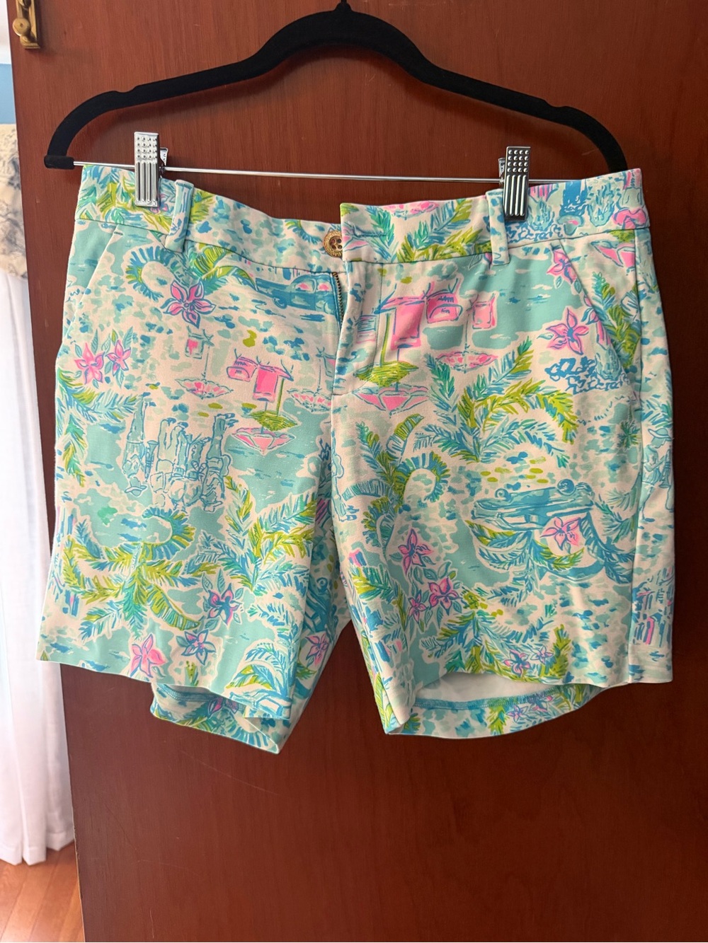 Lilly Pulitzer Aqua Floral Print Bermuda Shorts